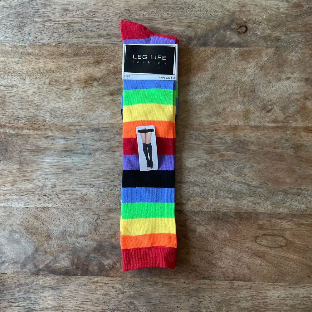 5/$20 NEW 4-10 Rainbow Stripe Knee High Women's Socks